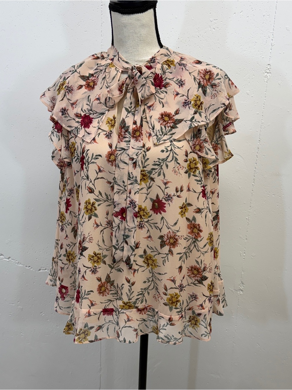Mystree  sheer mini floral blouse stylish sheer style